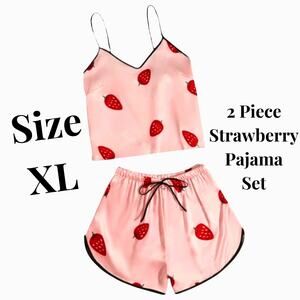 Valentine's Day XL Lingerie 2 Piece Strawberry Designed Pajama Set